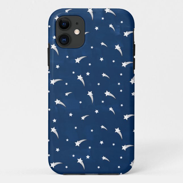 Shooting Stars Navy Blue Watercolor Case-Mate iPhone Hülle (Rückseite)