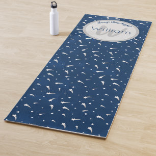Shooting Stars Navy Blue Watercolor Monogram Yogamatte