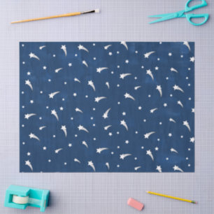 Shooting Stars Navy Blue Watercolor Seidenpapier