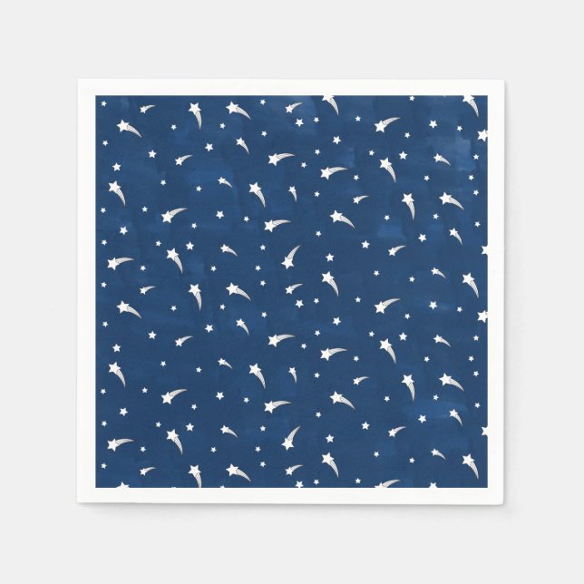 Shooting Stars Navy Blue Watercolor Serviette (Vorderseite)