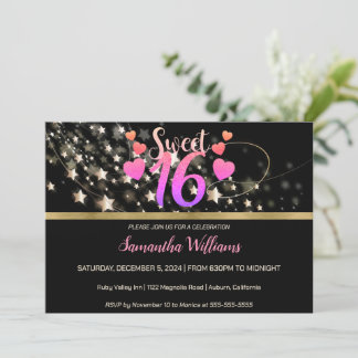 Shooting Stars Sweet 16 Einladung