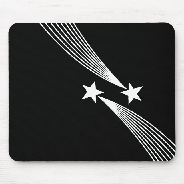 Shooting Stars - Weiß auf Schwarz Mousepad (Vorne)