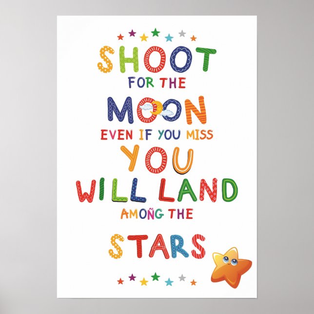 Shooting the Moon - Farbenfrohe Motivation Printab Poster (Vorne)