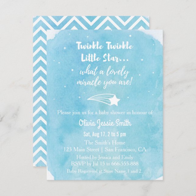 Shooting Twinkle Twinkle Little Star Baby Dusche Einladung (Vorne/Hinten)