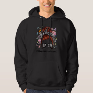Shop Assistant Messy Bun Leopard Butterfly Floral Hoodie
