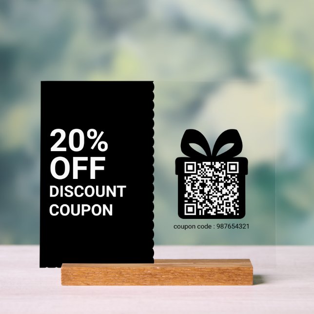 Shop Discount Coupon QR Code black Marketing Acrylschild (Neutral)