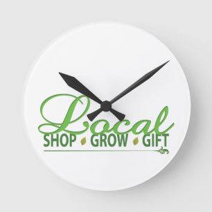 Shop Local, Grow Local, Gift Local Runde Wanduhr