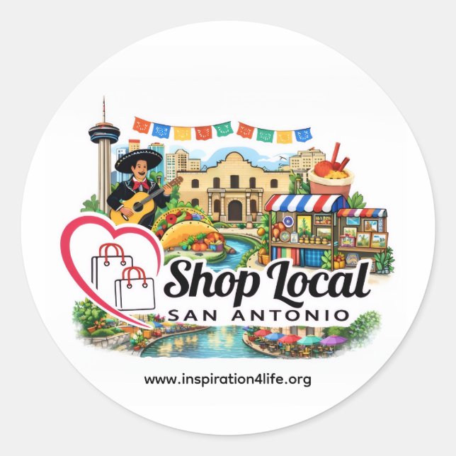 Shop Local San Antonio Round Sticker (Vorderseite)