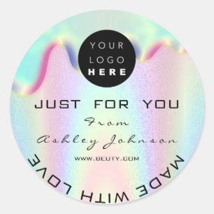 Shop-Logo-Holographi aus Liebe Blue Runder Aufkleber