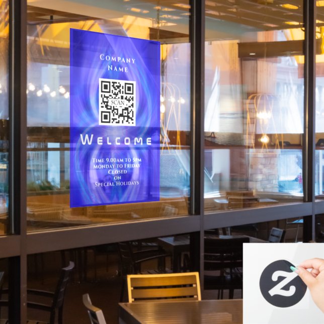 Shop Willkommen QRcode Marine Fensteraufkleber (Restaurantfenster)