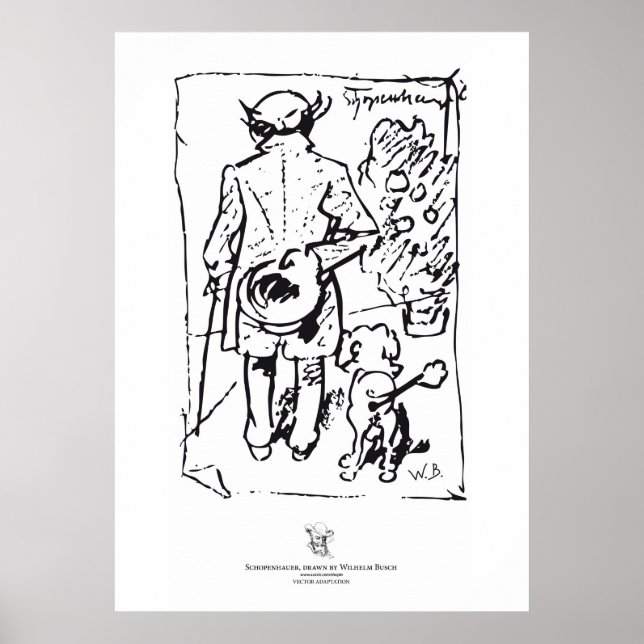 Shopenhauer with dog, by Wilhelm Busch Poster (Vorne)