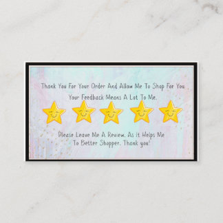 Shopper, Dasher 5 Stars Request Card Visitenkarte