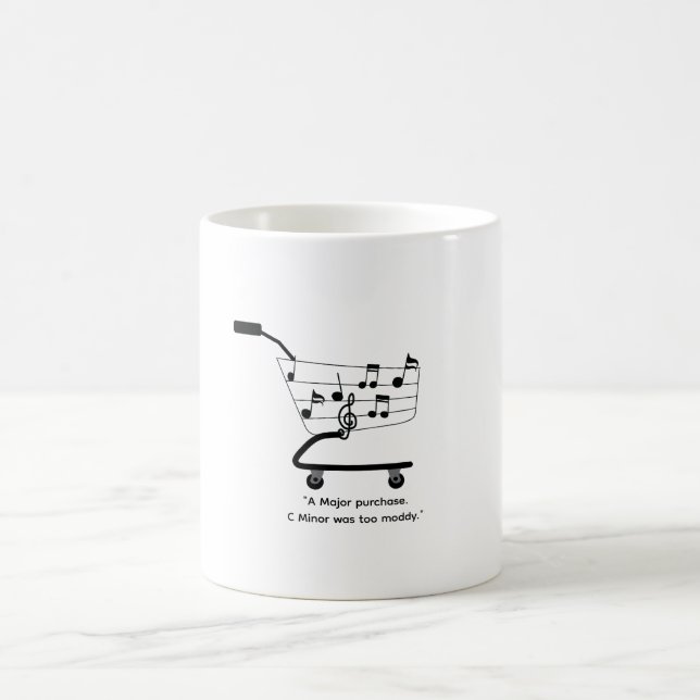 Shopping cart mug with musical notes, funny, humor kaffeetasse (Mittel)