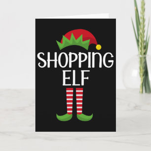 Shopping-Elfen-Familien-Matching-Gruppe Weihnachts Karte