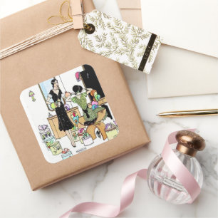 Shopping für Hüte Quadratischer Aufkleber