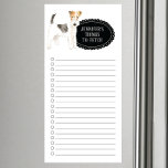 Shopping List für drahthaarige Fox-Terrier Magnetischer Notizblock<br><div class="desc">Adorable Sachen,  um Wire Hair Fox Terrier Hund mit einem schwarzen Chalkboard Rahmen personalisiert mit Ihrem Namen zu holen.</div>