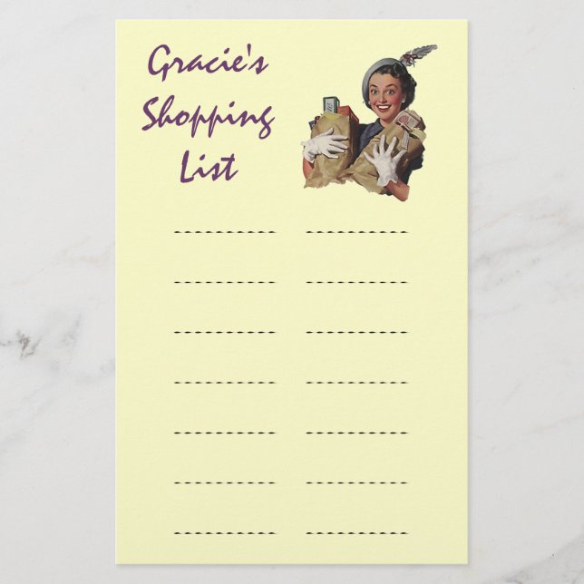 Shopping List Grocery List Personal Stationery Briefpapier (Vorderseite)