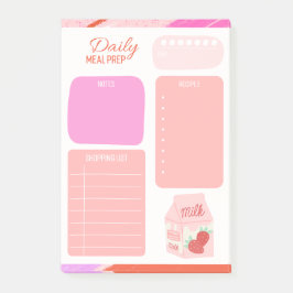 Shopping List Pastel Pink Tägliche Mahlzeiten Post-it Klebezettel