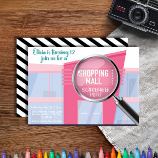 Shopping Mall Scavenger Hunt, Tween Einladung