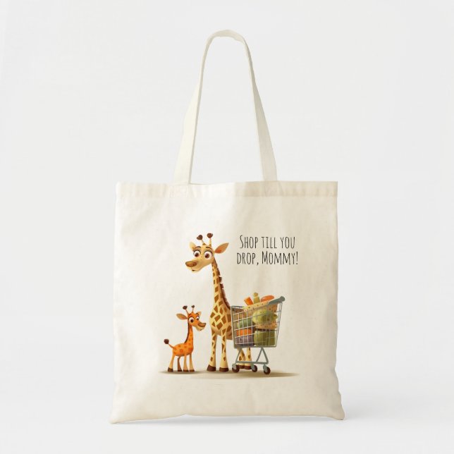 Shopping mit Giraffe | TierPrint | CARTOON Tragetasche (Vorne)