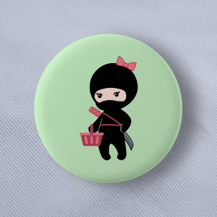 Shopping Ninja Girl auf Green Button