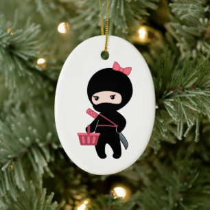 Shopping Ninja Girl Keramik Ornament
