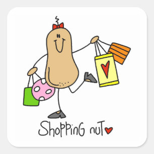 Shopping Nut T-Shirts und Geschenke Quadratischer Aufkleber