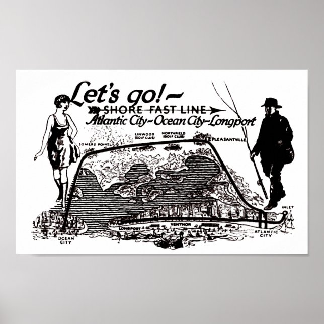 Shore Fast Line Trolleys 1910 Poster (Vorne)