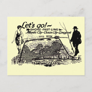 Shore Fast Line Trolleys 1910 Vintage Postkarte
