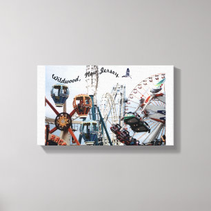 Shore Pier/Wildwood-Text Lavas gestrickt Leinwanddruck