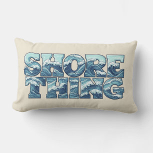 Shore Thing Retro Blaue Ozeanwellen Surf-Grafik Lendenkissen