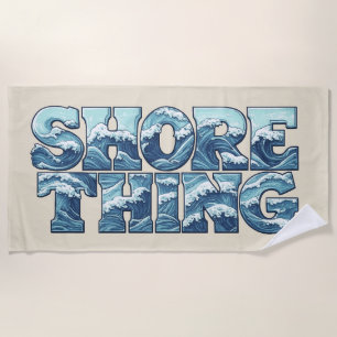 Shore Thing Retro Blaue Ozeanwellen Surf-Grafik Strandtuch