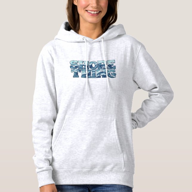 Shore Thing | Retro Blaues Ozeanwellen-Surf-Grafik Hoodie (Vorderseite)