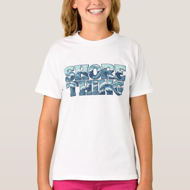 Shore Thing Retro Ocean Waves Girl's Surf Graphic T-Shirt (Vorderseite)