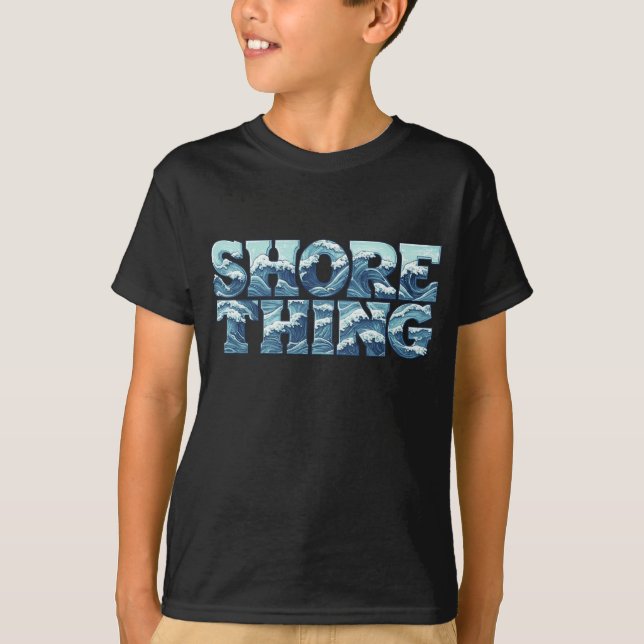 Shore Thing | Retro Ocean Waves Kid's Surf Graphic T-Shirt (Vorderseite)