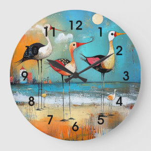 Shorebirds, skurrile Abbildung, Große Wanduhr
