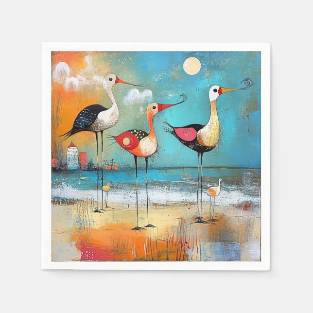 Shorebirds, skurrile Abbildung, Serviette (Vorderseite)