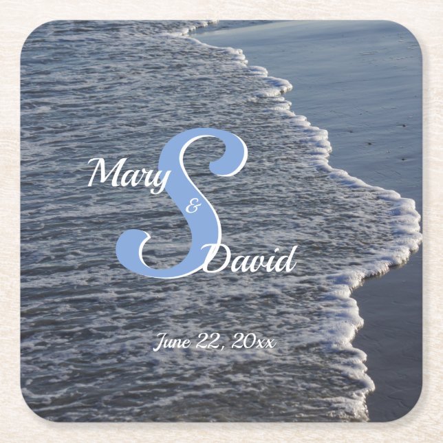 Shoreline Beauty Wedding Rechteckiger Pappuntersetzer (Vorderseite)
