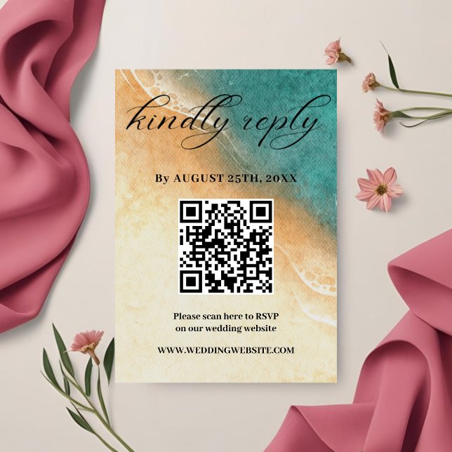 Shoreline Tropical Beach Wedding RSVP-Karte Begleitkarte (Von Creator hochgeladen)