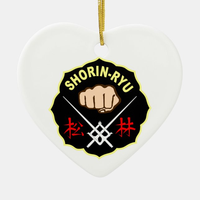 SHORIN RYU KARATE-FLECKEN-SYMBOL-KANJI KERAMIK ORNAMENT (Vorne)