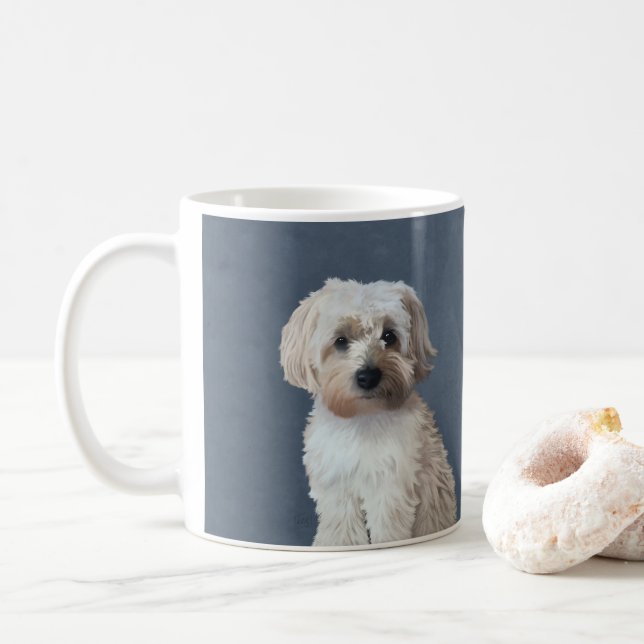Shorkie-Hundeportrait Kaffeetasse (Mit Donut)