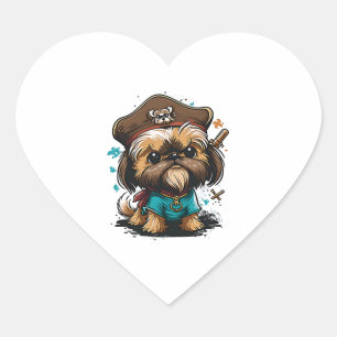 Shorkie Shih Tzu Yorkie Yorkshire Dog Pirate Herz-Aufkleber