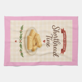 Shortbread Time Christmas Tea Towel — Soft Pink Geschirrtuch