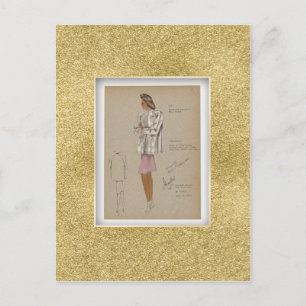 Shortie Coat. Mode Vintag in den 40er Jahren Postkarte