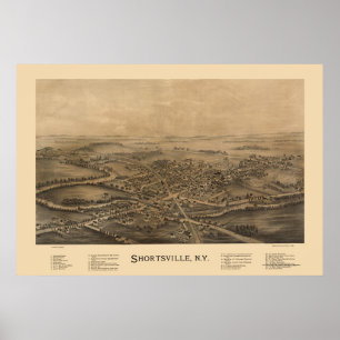 Shortsville, NY panoramische Karte - 1892 Poster