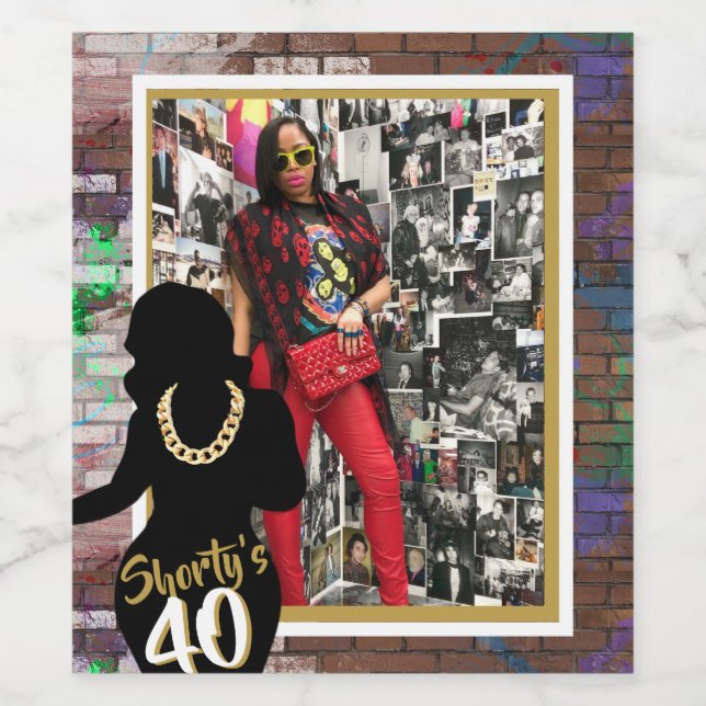 Shorty 40|Custom AGE Hip Hop Foto Weinetikett (Einzelnes Label)