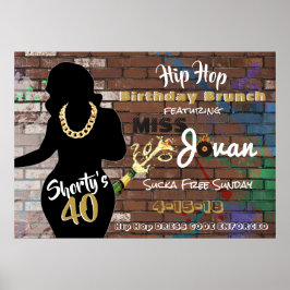 Shorty's 40 Hip Hop Birthday Brunch Urban Party Poster