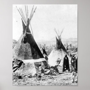 Shoshone-Amerikanische Ureinwohner mit Tipis Poster