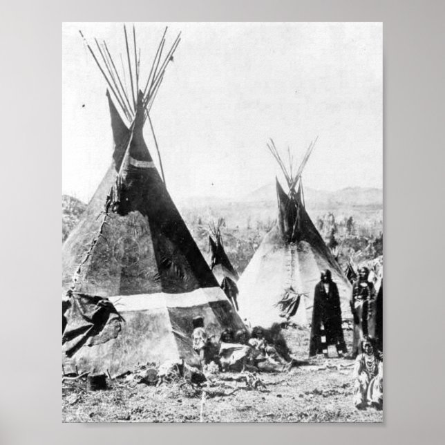 Shoshone-Amerikanische Ureinwohner mit Tipis Poster (Vorne)