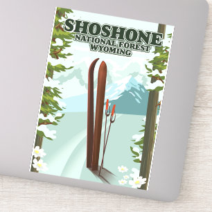 Shoshone National Forest Ski Reiseplakat Aufkleber
